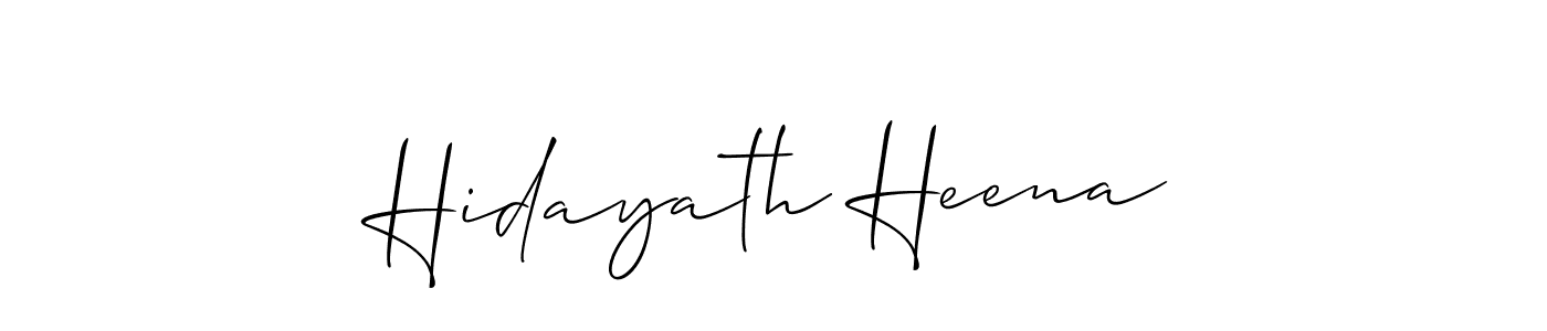 Also we have Hidayath Heena name is the best signature style. Create professional handwritten signature collection using Allison_Script autograph style. Hidayath Heena signature style 2 images and pictures png