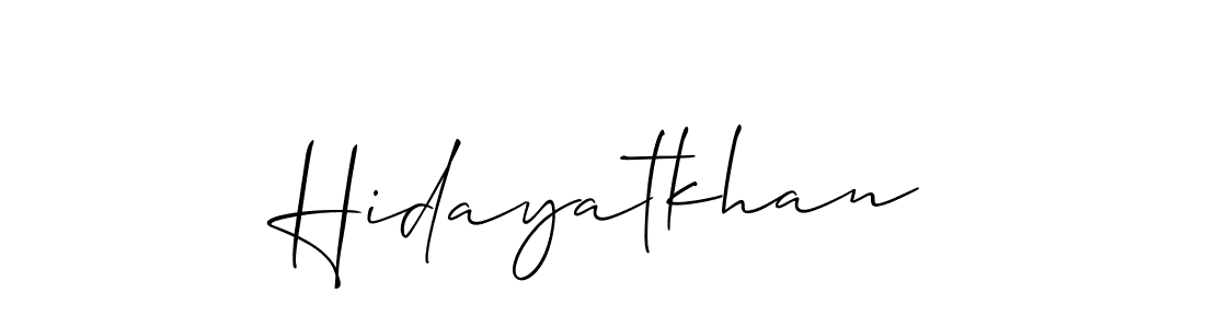 if you are searching for the best signature style for your name Hidayatkhan. so please give up your signature search. here we have designed multiple signature styles  using Allison_Script. Hidayatkhan signature style 2 images and pictures png