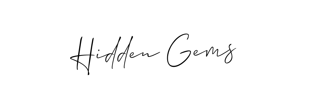 Use a signature maker to create a handwritten signature online. With this signature software, you can design (Allison_Script) your own signature for name Hidden Gems. Hidden Gems signature style 2 images and pictures png