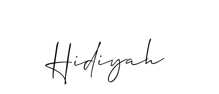 Design your own signature with our free online signature maker. With this signature software, you can create a handwritten (Allison_Script) signature for name Hidiyah. Hidiyah signature style 2 images and pictures png