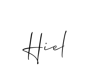 Make a beautiful signature design for name Hiel. With this signature (Allison_Script) style, you can create a handwritten signature for free. Hiel signature style 2 images and pictures png