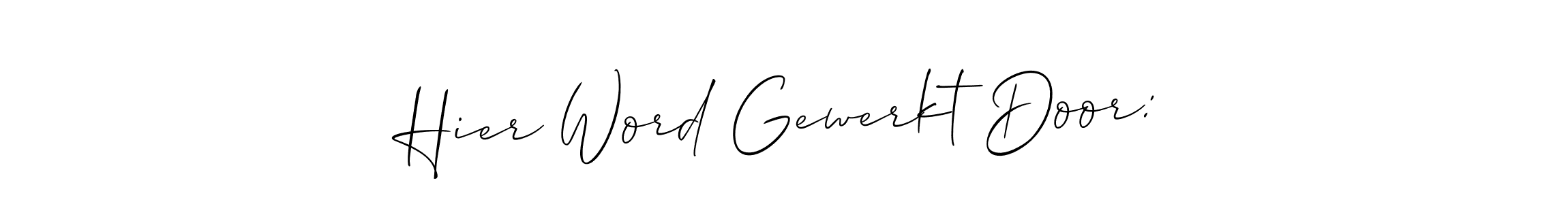 Use a signature maker to create a handwritten signature online. With this signature software, you can design (Allison_Script) your own signature for name Hier Word Gewerkt Door:. Hier Word Gewerkt Door: signature style 2 images and pictures png