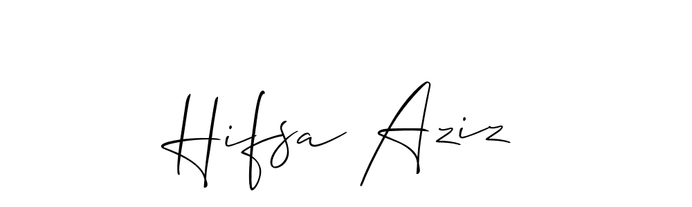 You should practise on your own different ways (Allison_Script) to write your name (Hifsa Aziz) in signature. don't let someone else do it for you. Hifsa Aziz signature style 2 images and pictures png