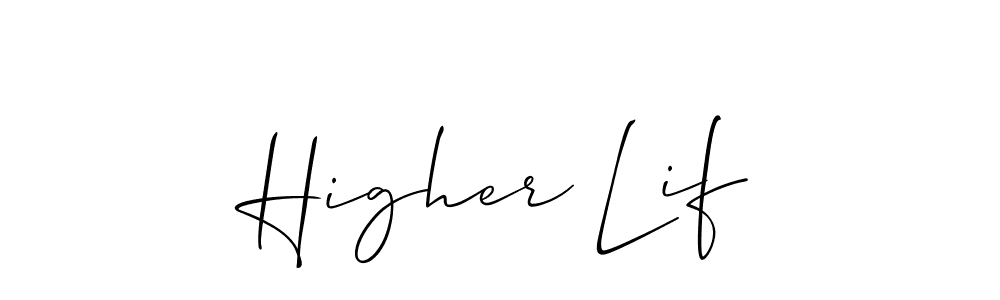 Make a beautiful signature design for name Higher Lif. With this signature (Allison_Script) style, you can create a handwritten signature for free. Higher Lif signature style 2 images and pictures png
