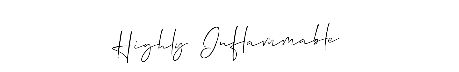Allison_Script is a professional signature style that is perfect for those who want to add a touch of class to their signature. It is also a great choice for those who want to make their signature more unique. Get Highly  Inflammable name to fancy signature for free. Highly  Inflammable signature style 2 images and pictures png