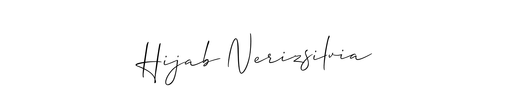 How to make Hijab Nerizsilvia name signature. Use Allison_Script style for creating short signs online. This is the latest handwritten sign. Hijab Nerizsilvia signature style 2 images and pictures png