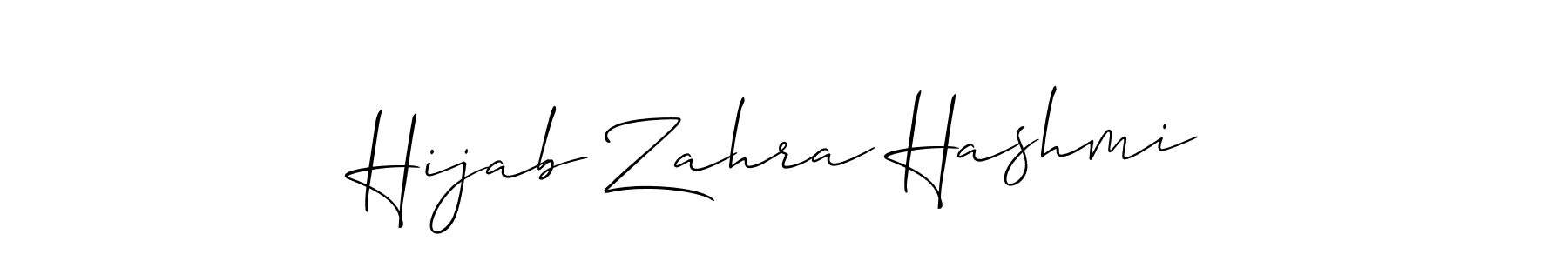 Similarly Allison_Script is the best handwritten signature design. Signature creator online .You can use it as an online autograph creator for name Hijab Zahra Hashmi. Hijab Zahra Hashmi signature style 2 images and pictures png