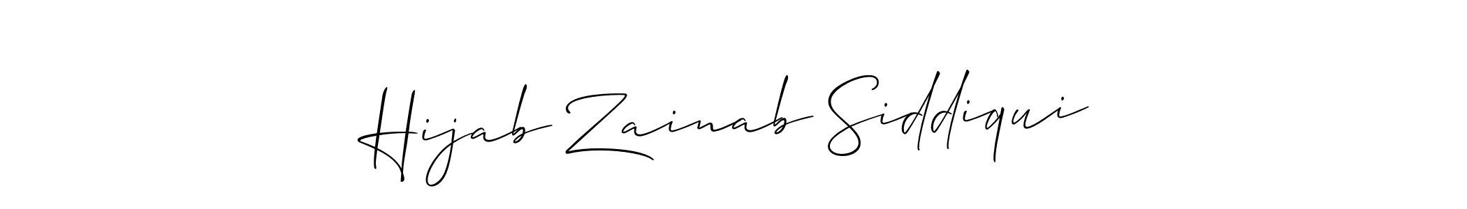 Make a beautiful signature design for name Hijab Zainab Siddiqui. With this signature (Allison_Script) style, you can create a handwritten signature for free. Hijab Zainab Siddiqui signature style 2 images and pictures png