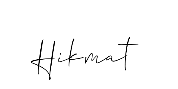 Also we have Hikmat name is the best signature style. Create professional handwritten signature collection using Allison_Script autograph style. Hikmat signature style 2 images and pictures png