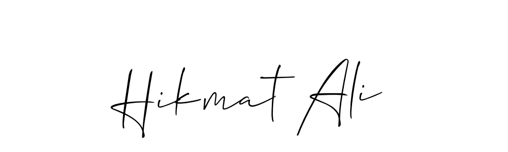 How to make Hikmat Ali signature? Allison_Script is a professional autograph style. Create handwritten signature for Hikmat Ali name. Hikmat Ali signature style 2 images and pictures png