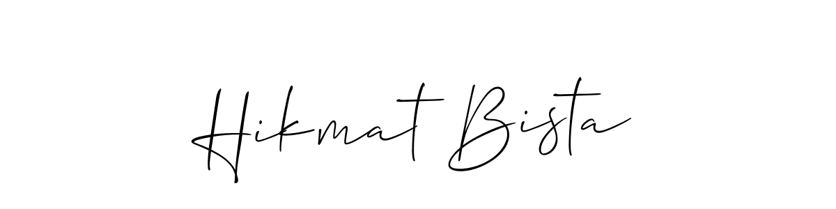 How to Draw Hikmat Bista signature style? Allison_Script is a latest design signature styles for name Hikmat Bista. Hikmat Bista signature style 2 images and pictures png