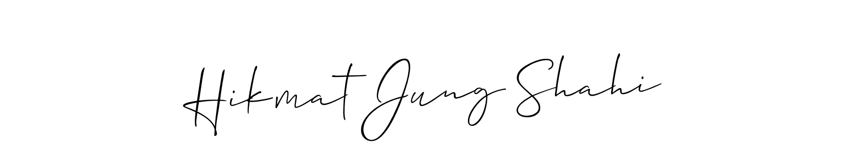 Make a beautiful signature design for name Hikmat Jung Shahi. With this signature (Allison_Script) style, you can create a handwritten signature for free. Hikmat Jung Shahi signature style 2 images and pictures png