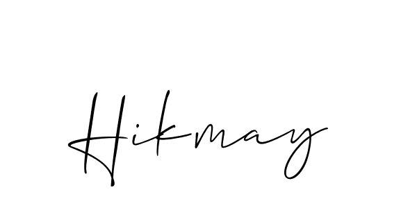 Create a beautiful signature design for name Hikmay. With this signature (Allison_Script) fonts, you can make a handwritten signature for free. Hikmay signature style 2 images and pictures png