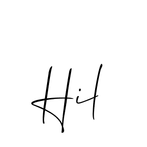 Design your own signature with our free online signature maker. With this signature software, you can create a handwritten (Allison_Script) signature for name Hil. Hil signature style 2 images and pictures png