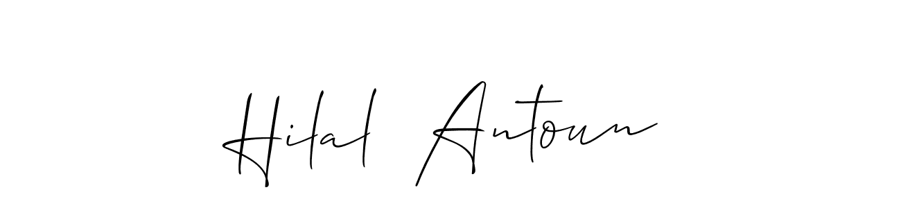 You should practise on your own different ways (Allison_Script) to write your name (Hilal  Antoun) in signature. don't let someone else do it for you. Hilal  Antoun signature style 2 images and pictures png