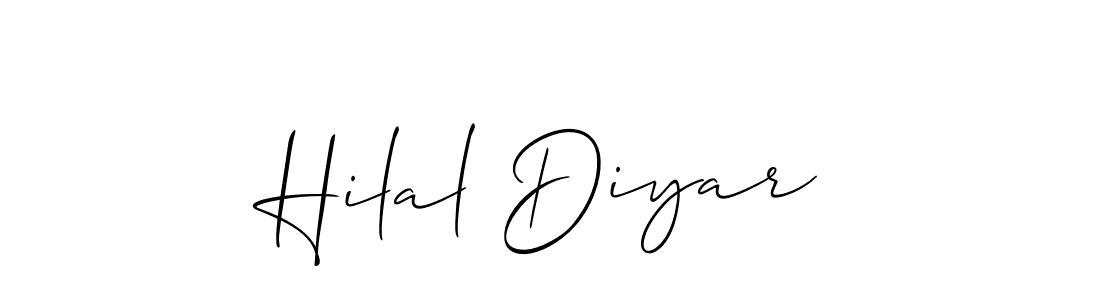 Make a beautiful signature design for name Hilal Diyar. With this signature (Allison_Script) style, you can create a handwritten signature for free. Hilal Diyar signature style 2 images and pictures png