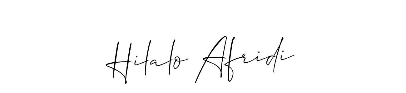 How to make Hilalo Afridi name signature. Use Allison_Script style for creating short signs online. This is the latest handwritten sign. Hilalo Afridi signature style 2 images and pictures png