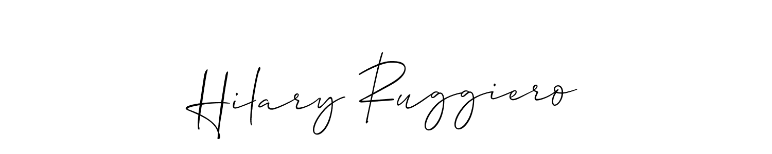 The best way (Allison_Script) to make a short signature is to pick only two or three words in your name. The name Hilary Ruggiero include a total of six letters. For converting this name. Hilary Ruggiero signature style 2 images and pictures png