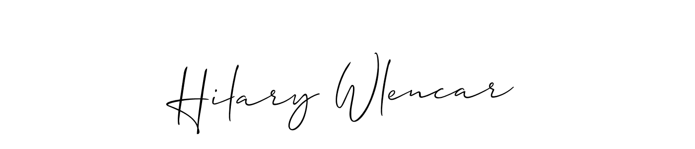 The best way (Allison_Script) to make a short signature is to pick only two or three words in your name. The name Hilary Wlencar include a total of six letters. For converting this name. Hilary Wlencar signature style 2 images and pictures png