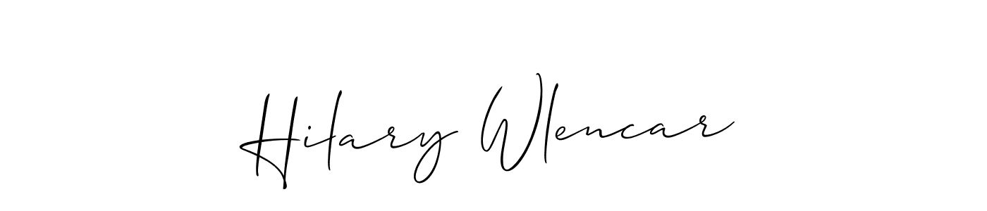 The best way (Allison_Script) to make a short signature is to pick only two or three words in your name. The name Hilary Wlencar include a total of six letters. For converting this name. Hilary Wlencar signature style 2 images and pictures png