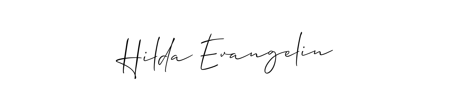 You should practise on your own different ways (Allison_Script) to write your name (Hilda Evangelin) in signature. don't let someone else do it for you. Hilda Evangelin signature style 2 images and pictures png