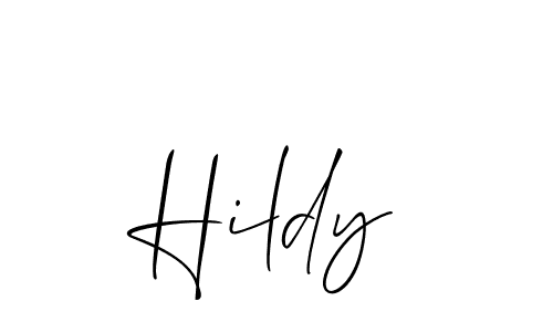 Make a beautiful signature design for name Hildy. With this signature (Allison_Script) style, you can create a handwritten signature for free. Hildy signature style 2 images and pictures png