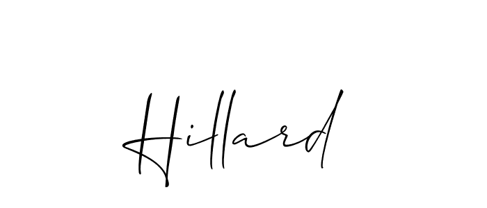 Make a beautiful signature design for name Hillard. With this signature (Allison_Script) style, you can create a handwritten signature for free. Hillard signature style 2 images and pictures png