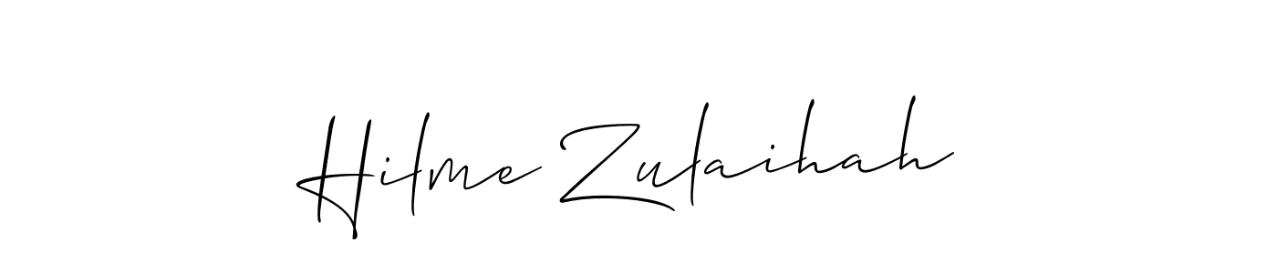 Create a beautiful signature design for name Hilme Zulaihah. With this signature (Allison_Script) fonts, you can make a handwritten signature for free. Hilme Zulaihah signature style 2 images and pictures png