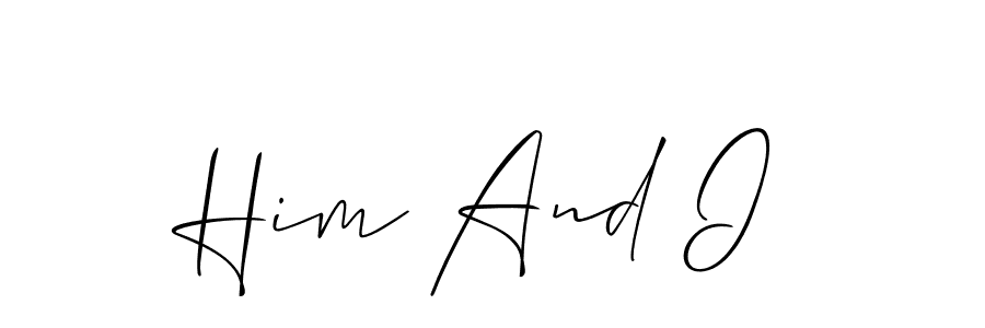 Allison_Script is a professional signature style that is perfect for those who want to add a touch of class to their signature. It is also a great choice for those who want to make their signature more unique. Get Him And I name to fancy signature for free. Him And I signature style 2 images and pictures png