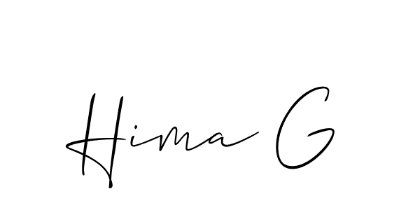 The best way (Allison_Script) to make a short signature is to pick only two or three words in your name. The name Hima G include a total of six letters. For converting this name. Hima G signature style 2 images and pictures png