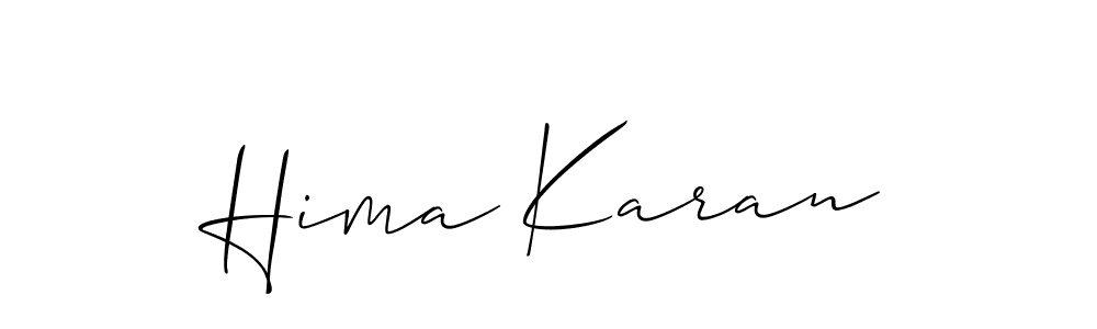 The best way (Allison_Script) to make a short signature is to pick only two or three words in your name. The name Hima Karan include a total of six letters. For converting this name. Hima Karan signature style 2 images and pictures png
