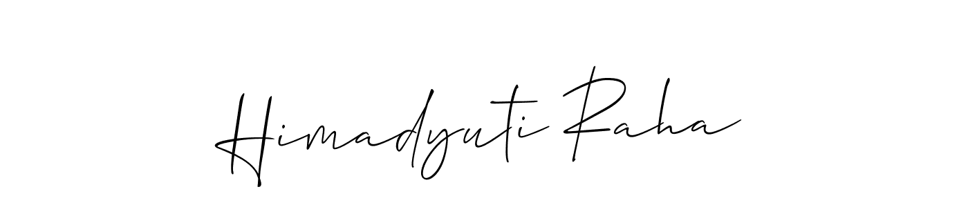 The best way (Allison_Script) to make a short signature is to pick only two or three words in your name. The name Himadyuti Raha include a total of six letters. For converting this name. Himadyuti Raha signature style 2 images and pictures png