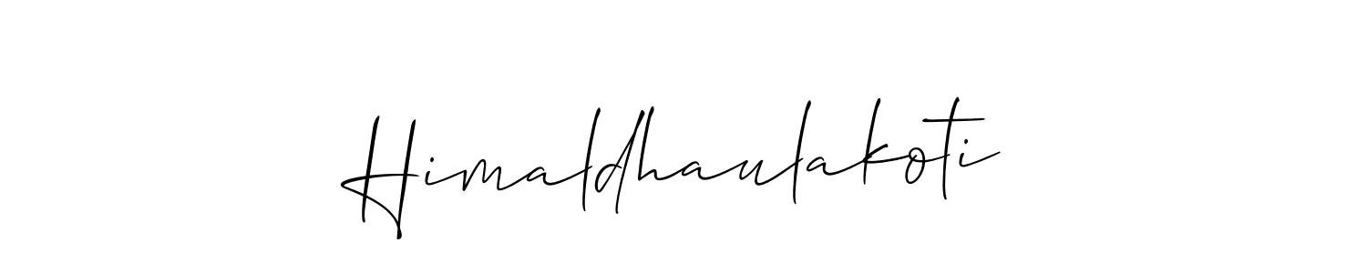 Allison_Script is a professional signature style that is perfect for those who want to add a touch of class to their signature. It is also a great choice for those who want to make their signature more unique. Get Himaldhaulakoti name to fancy signature for free. Himaldhaulakoti signature style 2 images and pictures png