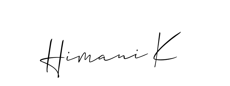 How to make Himani K name signature. Use Allison_Script style for creating short signs online. This is the latest handwritten sign. Himani K signature style 2 images and pictures png