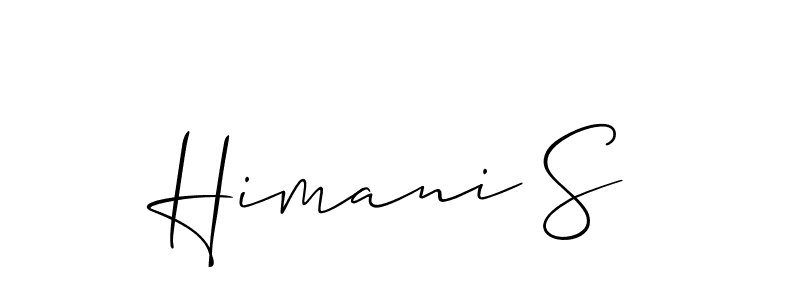 The best way (Allison_Script) to make a short signature is to pick only two or three words in your name. The name Himani S include a total of six letters. For converting this name. Himani S signature style 2 images and pictures png