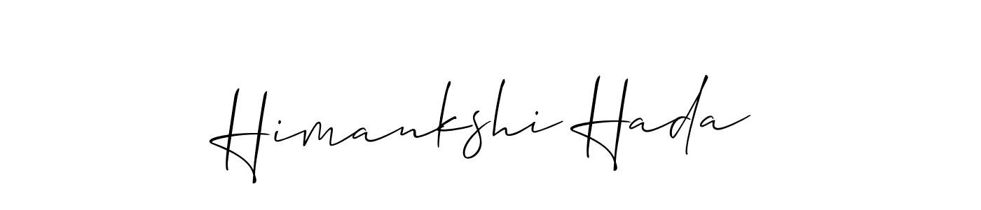 Allison_Script is a professional signature style that is perfect for those who want to add a touch of class to their signature. It is also a great choice for those who want to make their signature more unique. Get Himankshi Hada name to fancy signature for free. Himankshi Hada signature style 2 images and pictures png