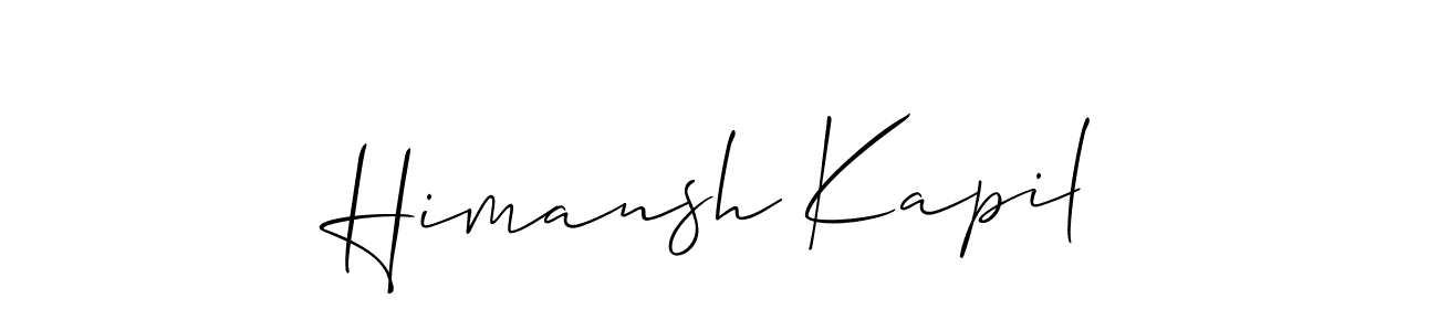The best way (Allison_Script) to make a short signature is to pick only two or three words in your name. The name Himansh Kapil include a total of six letters. For converting this name. Himansh Kapil signature style 2 images and pictures png