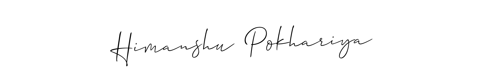 You should practise on your own different ways (Allison_Script) to write your name (Himanshu  Pokhariya) in signature. don't let someone else do it for you. Himanshu  Pokhariya signature style 2 images and pictures png