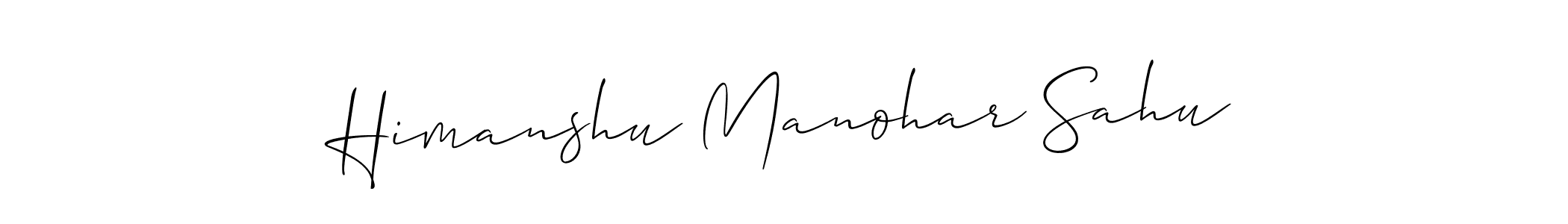 You should practise on your own different ways (Allison_Script) to write your name (Himanshu Manohar Sahu) in signature. don't let someone else do it for you. Himanshu Manohar Sahu signature style 2 images and pictures png