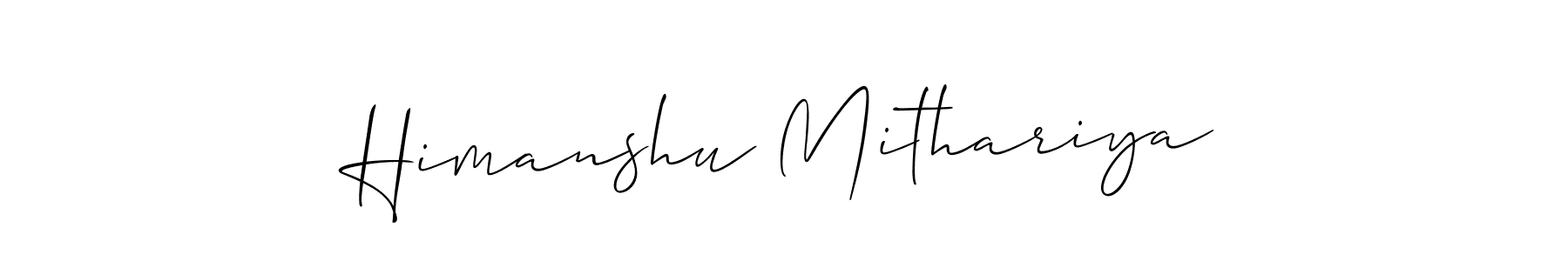 Allison_Script is a professional signature style that is perfect for those who want to add a touch of class to their signature. It is also a great choice for those who want to make their signature more unique. Get Himanshu Mithariya name to fancy signature for free. Himanshu Mithariya signature style 2 images and pictures png