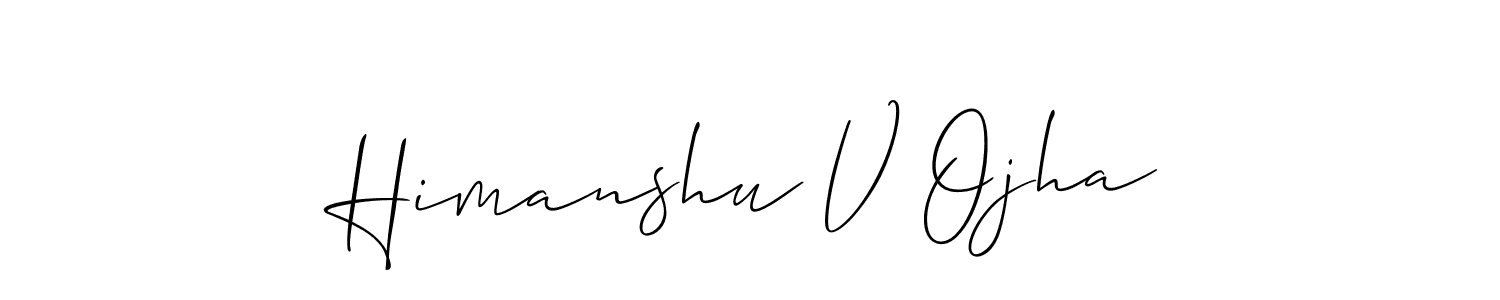 How to make Himanshu V Ojha name signature. Use Allison_Script style for creating short signs online. This is the latest handwritten sign. Himanshu V Ojha signature style 2 images and pictures png