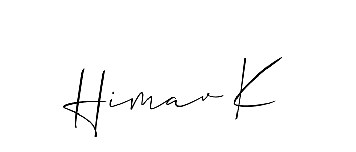 Make a beautiful signature design for name Himav K. With this signature (Allison_Script) style, you can create a handwritten signature for free. Himav K signature style 2 images and pictures png