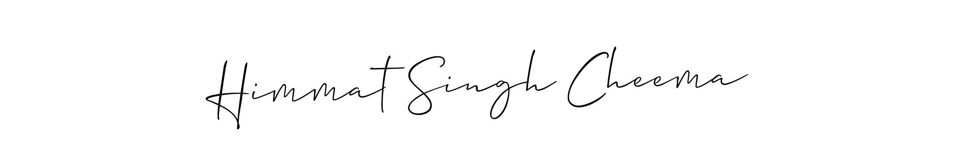 The best way (Allison_Script) to make a short signature is to pick only two or three words in your name. The name Himmat Singh Cheema include a total of six letters. For converting this name. Himmat Singh Cheema signature style 2 images and pictures png