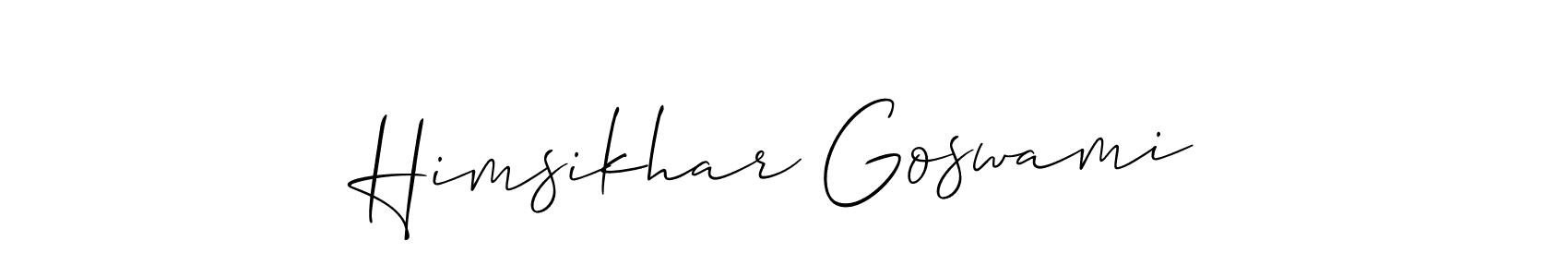 You should practise on your own different ways (Allison_Script) to write your name (Himsikhar Goswami) in signature. don't let someone else do it for you. Himsikhar Goswami signature style 2 images and pictures png