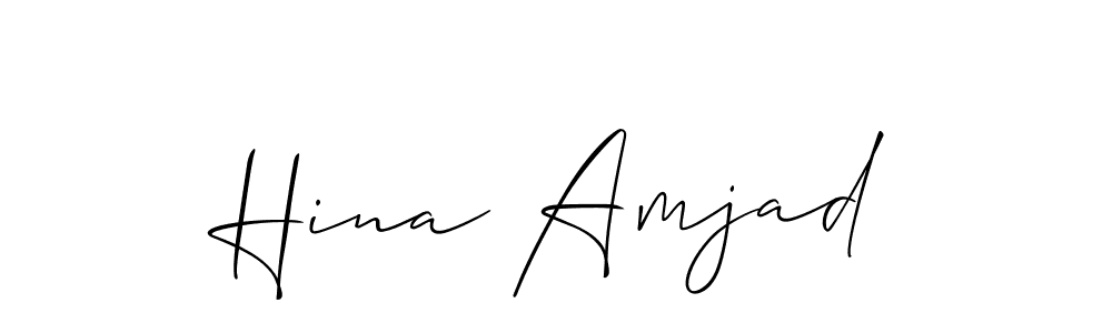Use a signature maker to create a handwritten signature online. With this signature software, you can design (Allison_Script) your own signature for name Hina Amjad. Hina Amjad signature style 2 images and pictures png