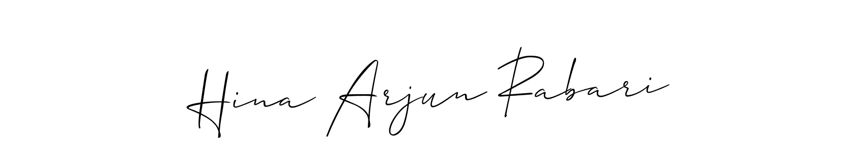 Use a signature maker to create a handwritten signature online. With this signature software, you can design (Allison_Script) your own signature for name Hina Arjun Rabari. Hina Arjun Rabari signature style 2 images and pictures png