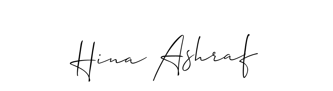 How to make Hina Ashraf name signature. Use Allison_Script style for creating short signs online. This is the latest handwritten sign. Hina Ashraf signature style 2 images and pictures png