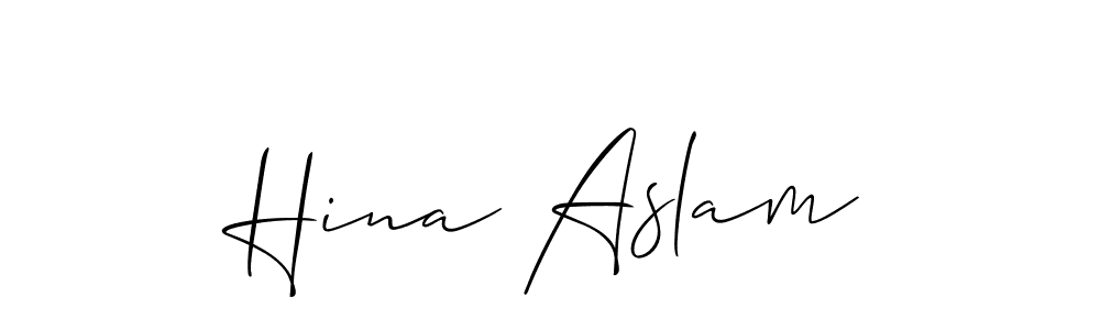 if you are searching for the best signature style for your name Hina Aslam. so please give up your signature search. here we have designed multiple signature styles  using Allison_Script. Hina Aslam signature style 2 images and pictures png