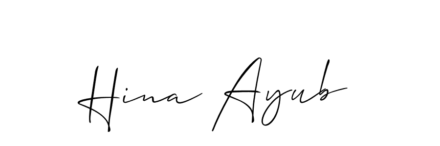 Similarly Allison_Script is the best handwritten signature design. Signature creator online .You can use it as an online autograph creator for name Hina Ayub. Hina Ayub signature style 2 images and pictures png