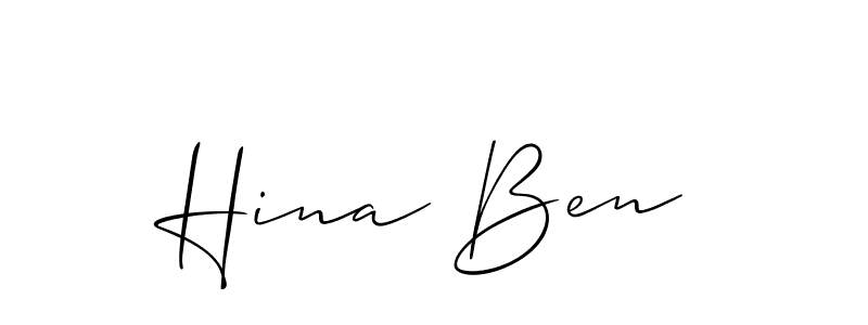 Create a beautiful signature design for name Hina Ben. With this signature (Allison_Script) fonts, you can make a handwritten signature for free. Hina Ben signature style 2 images and pictures png